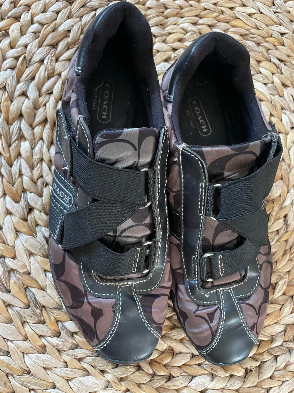 COACH Logo Kayla Shoes Womens Size 7 Signature Monogram Canvass Walking